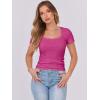 imageANRABESS Women Short Sleeve Tops Scoop Neck Ribbed Knit Slim Fitted Basic Tee Shirts 2025 Casual Summer Trendy ClothesHot Pink