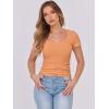 imageANRABESS Women Short Sleeve Tops Scoop Neck Ribbed Knit Slim Fitted Basic Tee Shirts 2025 Casual Summer Trendy ClothesOrange