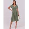 imageANRABESS Women Summer Dress Casual Short Sleeve V Neck ALine Knee Length Pleated Flowy 2025 Fashion Midi Dresses with PocketArmy Green
