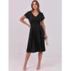 imageANRABESS Women Summer Dress Casual Short Sleeve V Neck ALine Knee Length Pleated Flowy 2025 Fashion Midi Dresses with PocketBlack