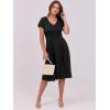 imageANRABESS Women Summer Dress Casual Short Sleeve V Neck ALine Knee Length Pleated Flowy 2025 Fashion Midi Dresses with PocketBlack