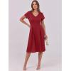 imageANRABESS Women Summer Dress Casual Short Sleeve V Neck ALine Knee Length Pleated Flowy 2025 Fashion Midi Dresses with PocketBurgundy