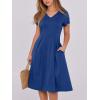 imageANRABESS Women Summer Dress Casual Short Sleeve V Neck ALine Knee Length Pleated Flowy 2025 Fashion Midi Dresses with PocketDark Blue