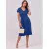 imageANRABESS Women Summer Dress Casual Short Sleeve V Neck ALine Knee Length Pleated Flowy 2025 Fashion Midi Dresses with PocketDark Blue