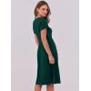 imageANRABESS Women Summer Dress Casual Short Sleeve V Neck ALine Knee Length Pleated Flowy 2025 Fashion Midi Dresses with PocketDark Green