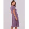 imageANRABESS Women Summer Dress Casual Short Sleeve V Neck ALine Knee Length Pleated Flowy 2025 Fashion Midi Dresses with PocketDark Purple
