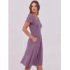 imageANRABESS Women Summer Dress Casual Short Sleeve V Neck ALine Knee Length Pleated Flowy 2025 Fashion Midi Dresses with PocketDark Purple