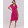 imageANRABESS Women Summer Dress Casual Short Sleeve V Neck ALine Knee Length Pleated Flowy 2025 Fashion Midi Dresses with PocketHot Pink