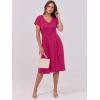 imageANRABESS Women Summer Dress Casual Short Sleeve V Neck ALine Knee Length Pleated Flowy 2025 Fashion Midi Dresses with PocketHot Pink