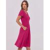 imageANRABESS Women Summer Dress Casual Short Sleeve V Neck ALine Knee Length Pleated Flowy 2025 Fashion Midi Dresses with PocketHot Pink