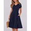 imageANRABESS Women Summer Dress Casual Short Sleeve V Neck ALine Knee Length Pleated Flowy 2025 Fashion Midi Dresses with PocketNavy Blue