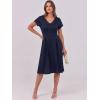 imageANRABESS Women Summer Dress Casual Short Sleeve V Neck ALine Knee Length Pleated Flowy 2025 Fashion Midi Dresses with PocketNavy Blue
