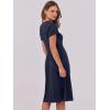 imageANRABESS Women Summer Dress Casual Short Sleeve V Neck ALine Knee Length Pleated Flowy 2025 Fashion Midi Dresses with PocketNavy Blue