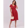 imageANRABESS Women Summer Dress Casual Short Sleeve V Neck ALine Knee Length Pleated Flowy 2025 Fashion Midi Dresses with PocketRed