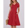 imageANRABESS Women Summer Dress Casual Short Sleeve V Neck ALine Knee Length Pleated Flowy 2025 Fashion Midi Dresses with PocketRed