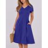 imageANRABESS Women Summer Dress Casual Short Sleeve V Neck ALine Knee Length Pleated Flowy 2025 Fashion Midi Dresses with PocketRoyal Blue