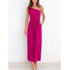 imageANRABESS Women Summer Dressy Jumpsuits One Shoulder Sleeveless Casual Wide Leg Pants Romper Jumper 2025 Trendy OutfitsRose