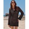 imageANRABESS Women Swimsuit Crochet Swim Cover Up Summer Bathing Suit Swimwear Polo V Neck Mesh Knit Beach Dress Vacation OutfitsBlack
