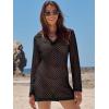 imageANRABESS Women Swimsuit Crochet Swim Cover Up Summer Bathing Suit Swimwear Polo V Neck Mesh Knit Beach Dress Vacation OutfitsBlack