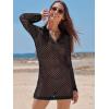 imageANRABESS Women Swimsuit Crochet Swim Cover Up Summer Bathing Suit Swimwear Polo V Neck Mesh Knit Beach Dress Vacation OutfitsBlack