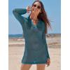 imageANRABESS Women Swimsuit Crochet Swim Cover Up Summer Bathing Suit Swimwear Polo V Neck Mesh Knit Beach Dress Vacation OutfitsCyan