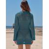 imageANRABESS Women Swimsuit Crochet Swim Cover Up Summer Bathing Suit Swimwear Polo V Neck Mesh Knit Beach Dress Vacation OutfitsCyan