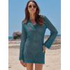 imageANRABESS Women Swimsuit Crochet Swim Cover Up Summer Bathing Suit Swimwear Polo V Neck Mesh Knit Beach Dress Vacation OutfitsCyan