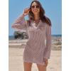 imageANRABESS Women Swimsuit Crochet Swim Cover Up Summer Bathing Suit Swimwear Polo V Neck Mesh Knit Beach Dress Vacation OutfitsLight Pink