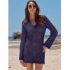imageANRABESS Women Swimsuit Crochet Swim Cover Up Summer Bathing Suit Swimwear Polo V Neck Mesh Knit Beach Dress Vacation OutfitsNavy Blue
