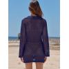 imageANRABESS Women Swimsuit Crochet Swim Cover Up Summer Bathing Suit Swimwear Polo V Neck Mesh Knit Beach Dress Vacation OutfitsNavy Blue