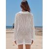 imageANRABESS Women Swimsuit Crochet Swim Cover Up Summer Bathing Suit Swimwear Polo V Neck Mesh Knit Beach Dress Vacation OutfitsWhite