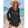imageANRABESS Women Swimsuit Crochet Swim Cover Up Summer Bathing Suit Swimwear V Neck Mesh Knit Beach Dress 2025 Vacation OutfitsBlack