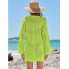 imageANRABESS Women Swimsuit Crochet Swim Cover Up Summer Bathing Suit Swimwear V Neck Mesh Knit Beach Dress 2025 Vacation OutfitsGreenyellow
