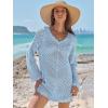 imageANRABESS Women Swimsuit Crochet Swim Cover Up Summer Bathing Suit Swimwear V Neck Mesh Knit Beach Dress 2025 Vacation OutfitsSky