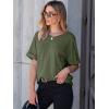 imageANRABESS Women T Shirts Oversized Short Sleeve V Neck 2025 Summer Casual Loose Tops Basic Tee Shirts Outfits with PocketArmy Green