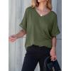 imageANRABESS Women T Shirts Oversized Short Sleeve V Neck 2025 Summer Casual Loose Tops Basic Tee Shirts Outfits with PocketArmy Green