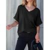 imageANRABESS Women T Shirts Oversized Short Sleeve V Neck 2025 Summer Casual Loose Tops Basic Tee Shirts Outfits with PocketBlack