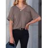 imageANRABESS Women T Shirts Oversized Short Sleeve V Neck 2025 Summer Casual Loose Tops Basic Tee Shirts Outfits with PocketBrown