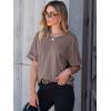 imageANRABESS Women T Shirts Oversized Short Sleeve V Neck 2025 Summer Casual Loose Tops Basic Tee Shirts Outfits with PocketBrown
