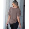 imageANRABESS Women T Shirts Oversized Short Sleeve V Neck 2025 Summer Casual Loose Tops Basic Tee Shirts Outfits with PocketBrown