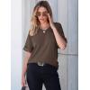 imageANRABESS Women T Shirts Oversized Short Sleeve V Neck 2025 Summer Casual Loose Tops Basic Tee Shirts Outfits with PocketDark Brown