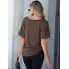 imageANRABESS Women T Shirts Oversized Short Sleeve V Neck 2025 Summer Casual Loose Tops Basic Tee Shirts Outfits with PocketDark Brown