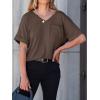 imageANRABESS Women T Shirts Oversized Short Sleeve V Neck 2025 Summer Casual Loose Tops Basic Tee Shirts Outfits with PocketDark Brown