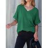imageANRABESS Women T Shirts Oversized Short Sleeve V Neck 2025 Summer Casual Loose Tops Basic Tee Shirts Outfits with PocketGreen