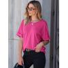 imageANRABESS Women T Shirts Oversized Short Sleeve V Neck 2025 Summer Casual Loose Tops Basic Tee Shirts Outfits with PocketHot Pink