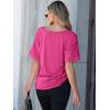 imageANRABESS Women T Shirts Oversized Short Sleeve V Neck 2025 Summer Casual Loose Tops Basic Tee Shirts Outfits with PocketHot Pink