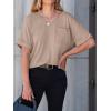 imageANRABESS Women T Shirts Oversized Short Sleeve V Neck 2025 Summer Casual Loose Tops Basic Tee Shirts Outfits with PocketKhaki