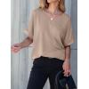 imageANRABESS Women T Shirts Oversized Short Sleeve V Neck 2025 Summer Casual Loose Tops Basic Tee Shirts Outfits with PocketKhaki