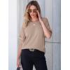 imageANRABESS Women T Shirts Oversized Short Sleeve V Neck 2025 Summer Casual Loose Tops Basic Tee Shirts Outfits with PocketKhaki