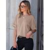 imageANRABESS Women T Shirts Oversized Short Sleeve V Neck 2025 Summer Casual Loose Tops Basic Tee Shirts Outfits with PocketKhaki